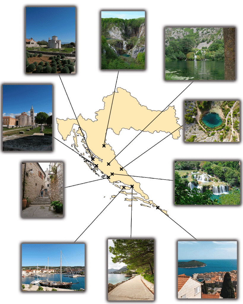 Maps Croatie avec lieux